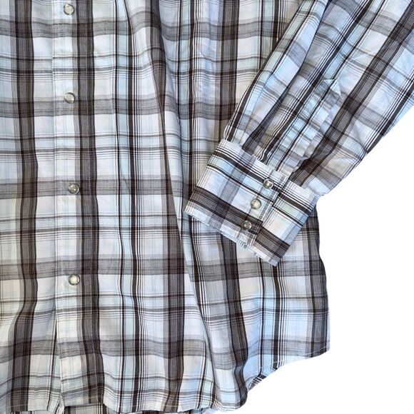 Mens Button Down Shirt XL Plaid 90s Western Flap Pocket Triple Snap Cuffs - Picture 3 of 16